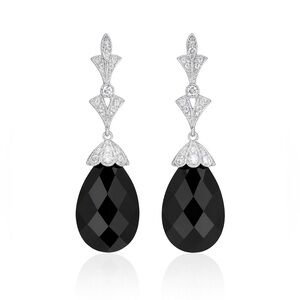 Elegant Black and Silver Drop Earrings